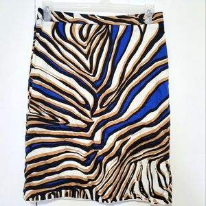 Animal Print Pencil Skirt - Royal Blue